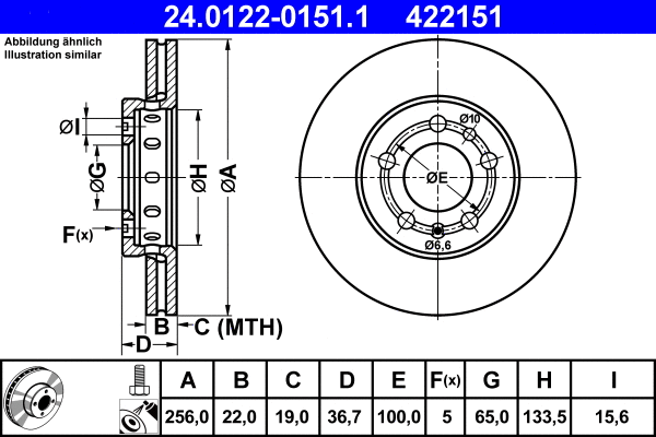 Stabdžių diskas ATE 24.0122-0151.1