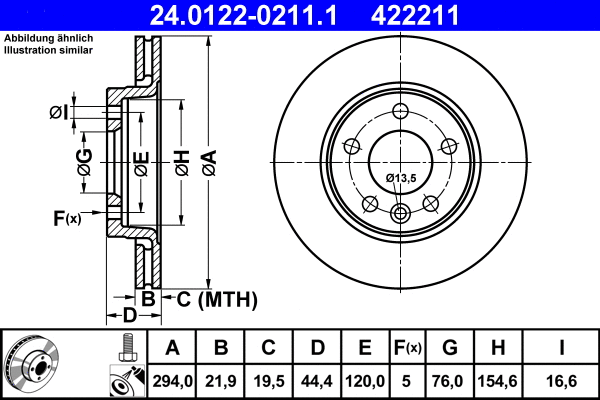 Stabdžių diskas ATE 24.0122-0211.1
