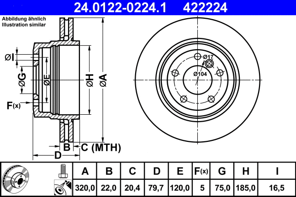 Stabdžių diskas ATE 24.0122-0224.1
