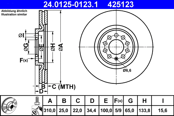Stabdžių diskas ATE 24.0125-0123.1
