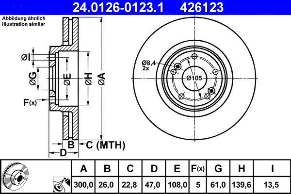 Stabdžių diskas ATE 24.0126-0123.1