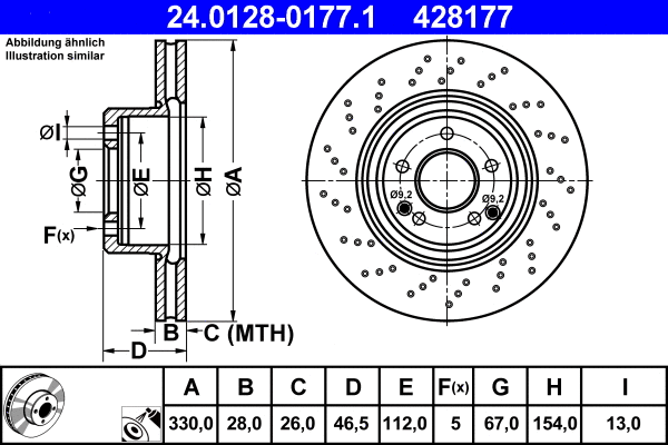 Stabdžių diskas ATE 24.0128-0177.1