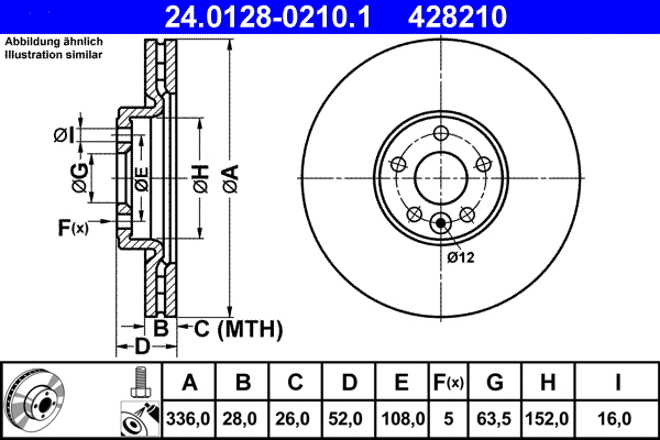 Stabdžių diskas ATE 24.0128-0210.1