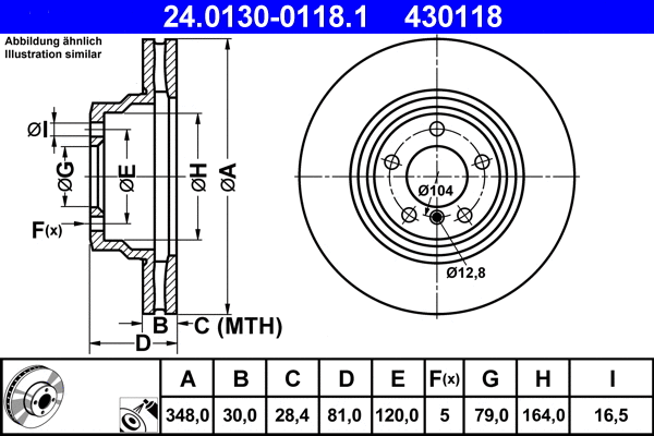 Stabdžių diskas ATE 24.0130-0118.1