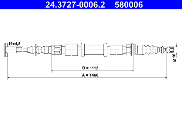 Stovėjimo stabdžio trosas ATE 24.3727-0006.2