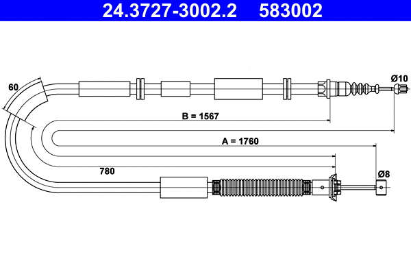 Stovėjimo stabdžio trosas ATE 24.3727-3002.2