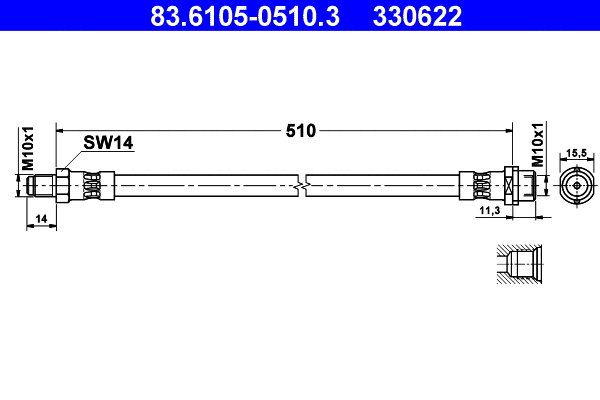 Stabdžių žarnelė ATE 83.6105-0510.3