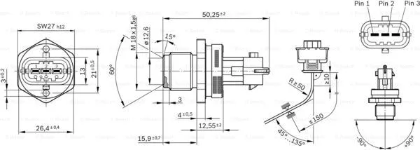 Degalų slėgio jutiklis BOSCH 0 281 002 907
