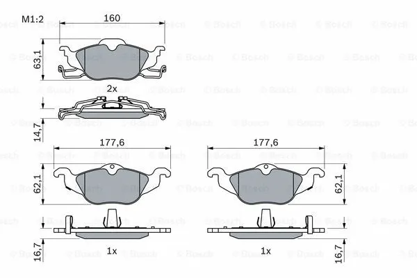 Diskinių stabdžių trinkelių rinkinys BOSCH 0 986 424 456
