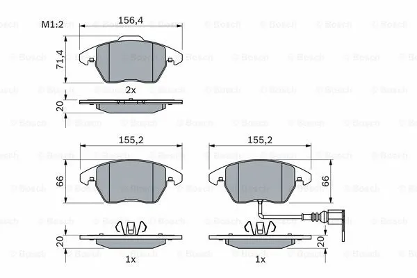 Diskinių stabdžių trinkelių rinkinys BOSCH 0 986 424 797