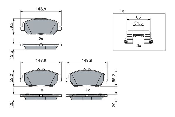 Diskinių stabdžių trinkelių rinkinys BOSCH 0 986 424 862