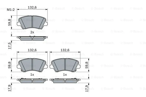 Diskinių stabdžių trinkelių rinkinys BOSCH 0 986 424 863