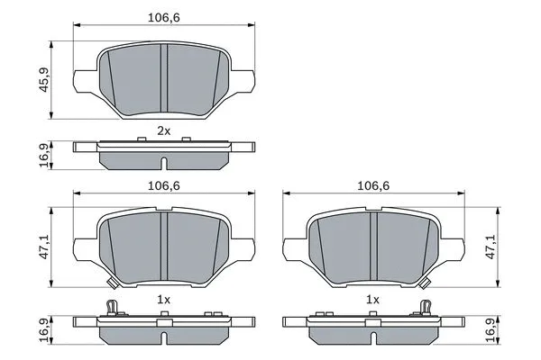 Diskinių stabdžių trinkelių rinkinys BOSCH 0 986 424 895