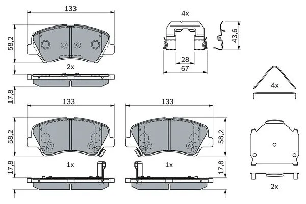 Diskinių stabdžių trinkelių rinkinys BOSCH 0 986 424 951