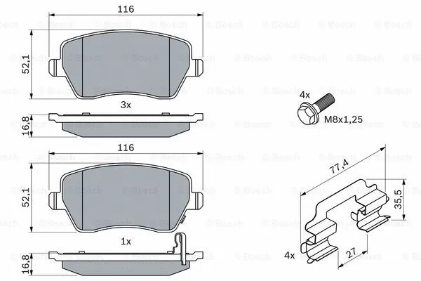 Diskinių stabdžių trinkelių rinkinys BOSCH 0 986 494 160