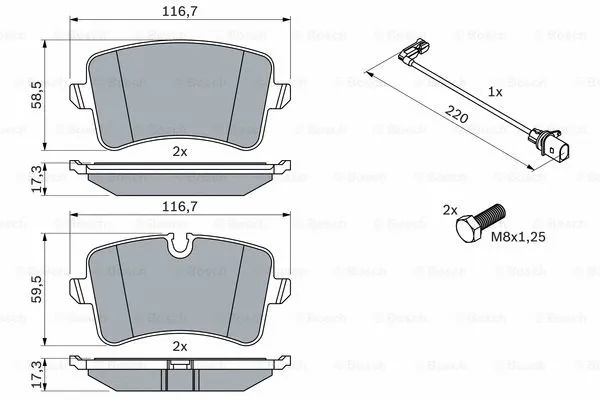 Diskinių stabdžių trinkelių rinkinys BOSCH 0 986 494 488