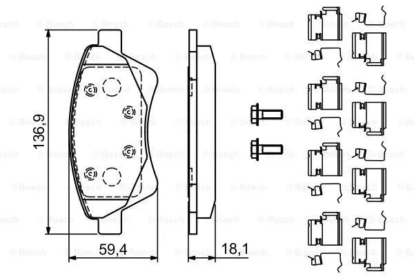 Diskinių stabdžių trinkelių rinkinys BOSCH 0 986 494 725