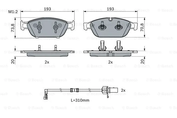 Diskinių stabdžių trinkelių rinkinys BOSCH 0 986 494 986