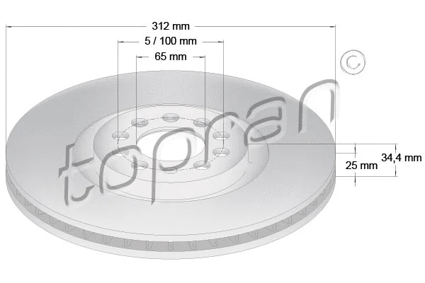 Stabdžių diskas TOPRAN 109 524