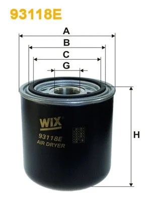 Suspausto oro sistemos oro džiovintuvo kasetė WIX FILTERS 93118E