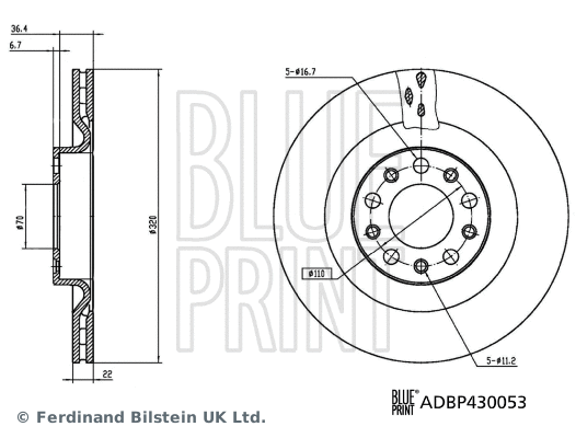 Stabdžių diskas BLUE PRINT ADBP430053