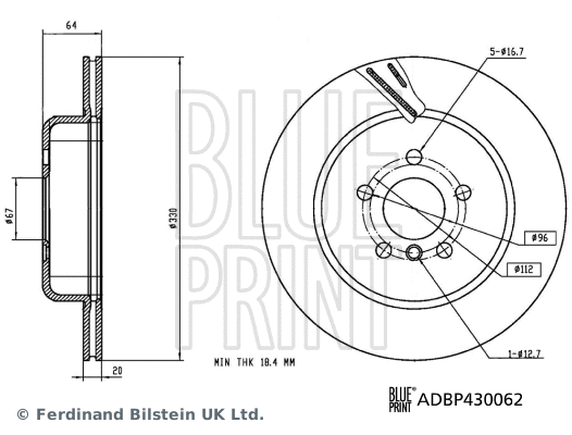 Stabdžių diskas BLUE PRINT ADBP430062
