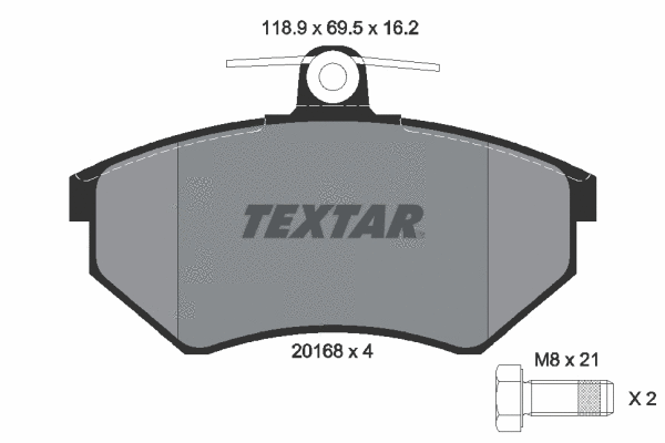 Diskinių stabdžių trinkelių rinkinys TEXTAR 2016801