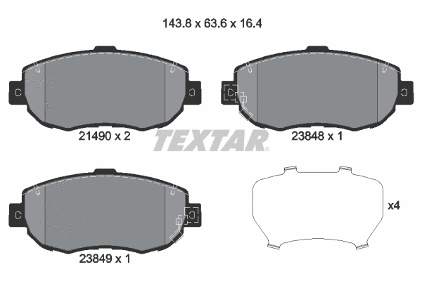 Diskinių stabdžių trinkelių rinkinys TEXTAR 2149001