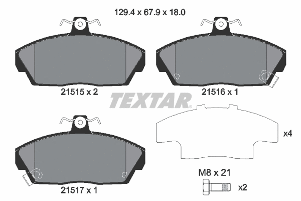 Diskinių stabdžių trinkelių rinkinys TEXTAR 2151503