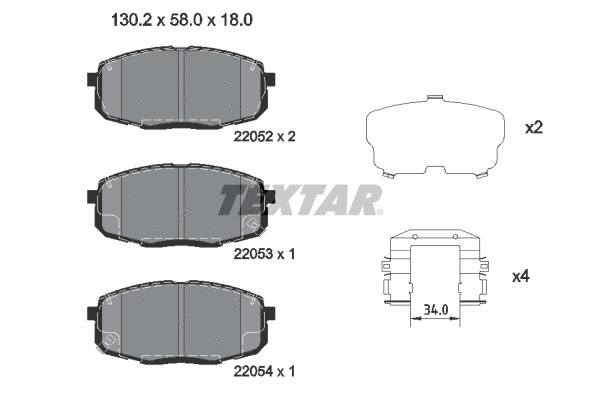 Diskinių stabdžių trinkelių rinkinys TEXTAR 2205203