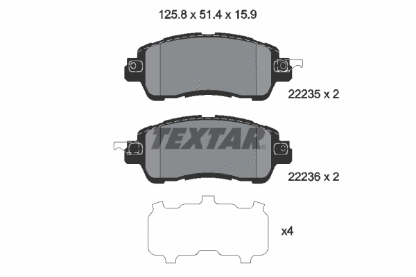 Diskinių stabdžių trinkelių rinkinys TEXTAR 2223501