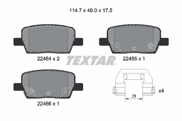 Diskinių stabdžių trinkelių rinkinys TEXTAR 2246401