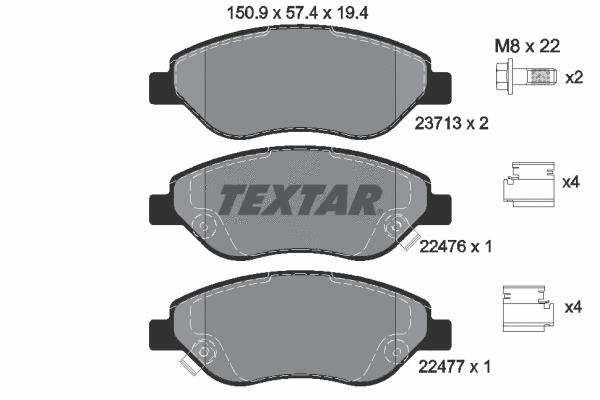 Diskinių stabdžių trinkelių rinkinys TEXTAR 2247601