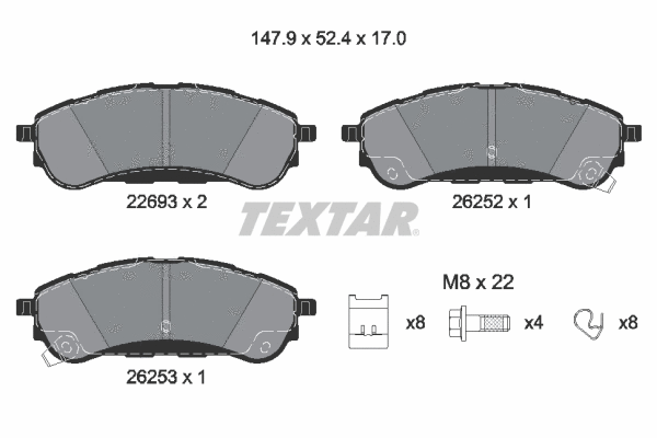 Diskinių stabdžių trinkelių rinkinys TEXTAR 2269301