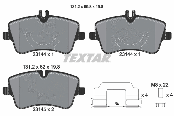 Diskinių stabdžių trinkelių rinkinys TEXTAR 2314402