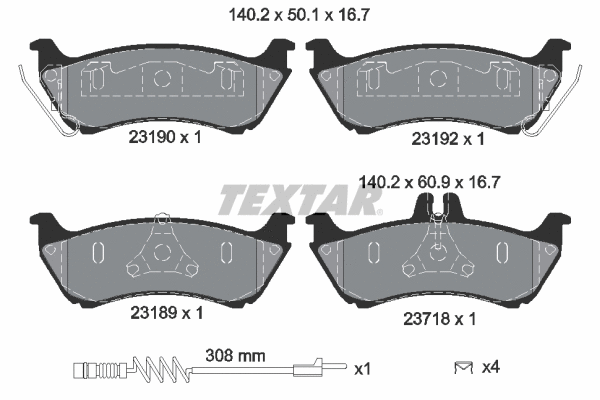 Diskinių stabdžių trinkelių rinkinys TEXTAR 2319002