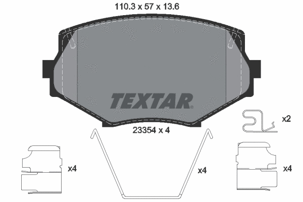 Diskinių stabdžių trinkelių rinkinys TEXTAR 2335404