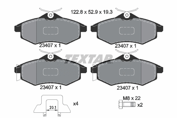 Diskinių stabdžių trinkelių rinkinys TEXTAR 2340702