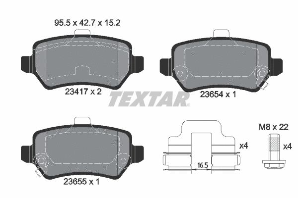 Diskinių stabdžių trinkelių rinkinys TEXTAR 2341703