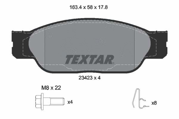 Diskinių stabdžių trinkelių rinkinys TEXTAR 2342301