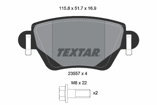 Diskinių stabdžių trinkelių rinkinys TEXTAR 2355702