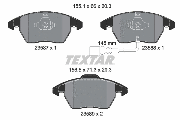 Diskinių stabdžių trinkelių rinkinys TEXTAR 2358701