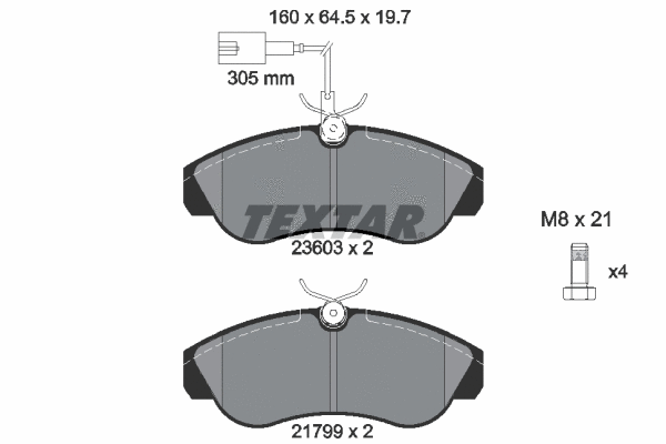 Diskinių stabdžių trinkelių rinkinys TEXTAR 2360301