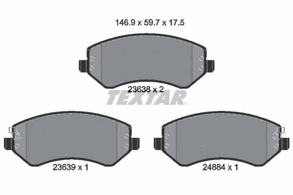 Diskinių stabdžių trinkelių rinkinys TEXTAR 2363801