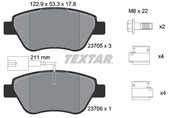 Diskinių stabdžių trinkelių rinkinys TEXTAR 2370502