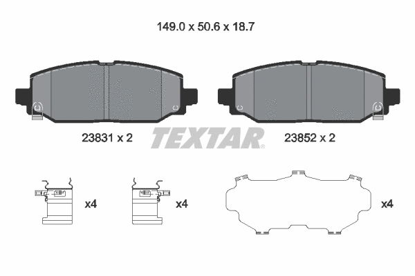 Diskinių stabdžių trinkelių rinkinys TEXTAR 2383101