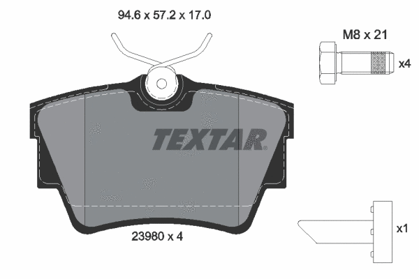 Diskinių stabdžių trinkelių rinkinys TEXTAR 2398001