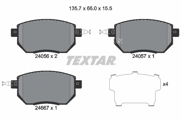 Diskinių stabdžių trinkelių rinkinys TEXTAR 2405601