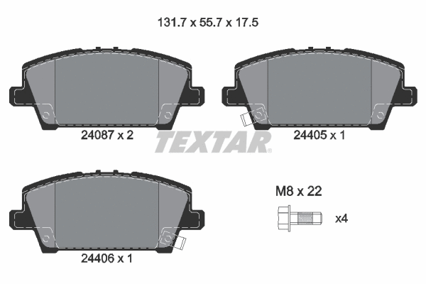 Diskinių stabdžių trinkelių rinkinys TEXTAR 2408701