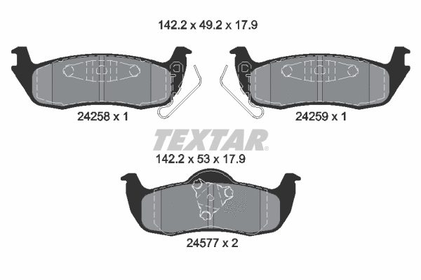 Diskinių stabdžių trinkelių rinkinys TEXTAR 2425801